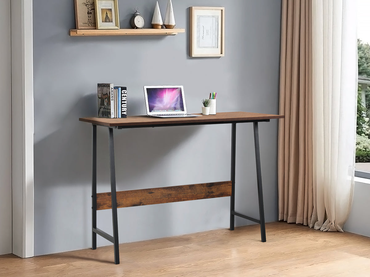 Daniel 100cm Computer Desk - Rustic Brown + Black