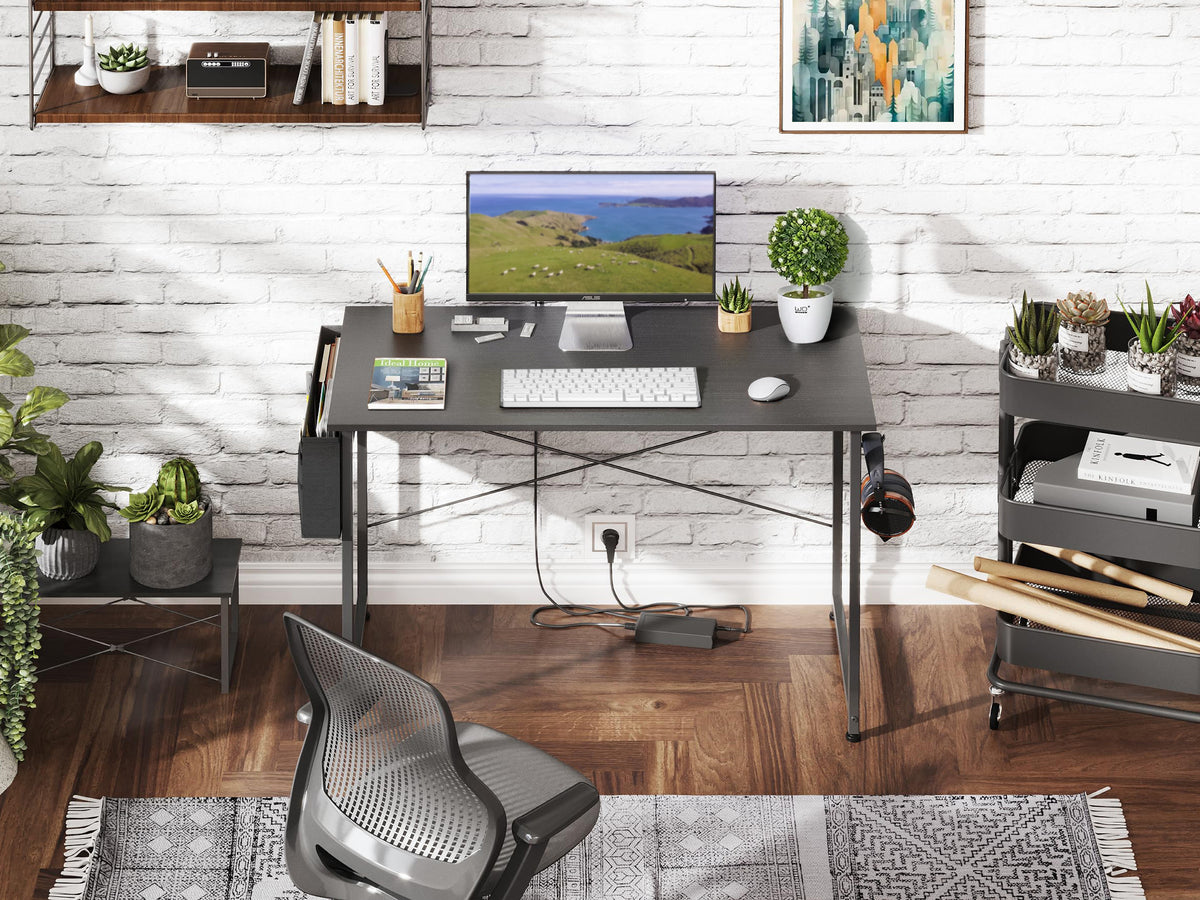 Cesar 120cm Computer Desk with Storage Bag - Black