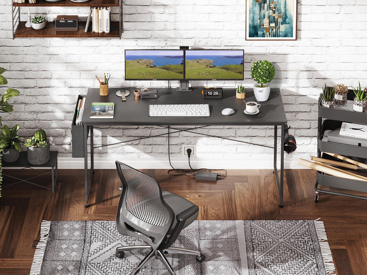 Cesar 140cm Computer Desk with Storage Bag - Black
