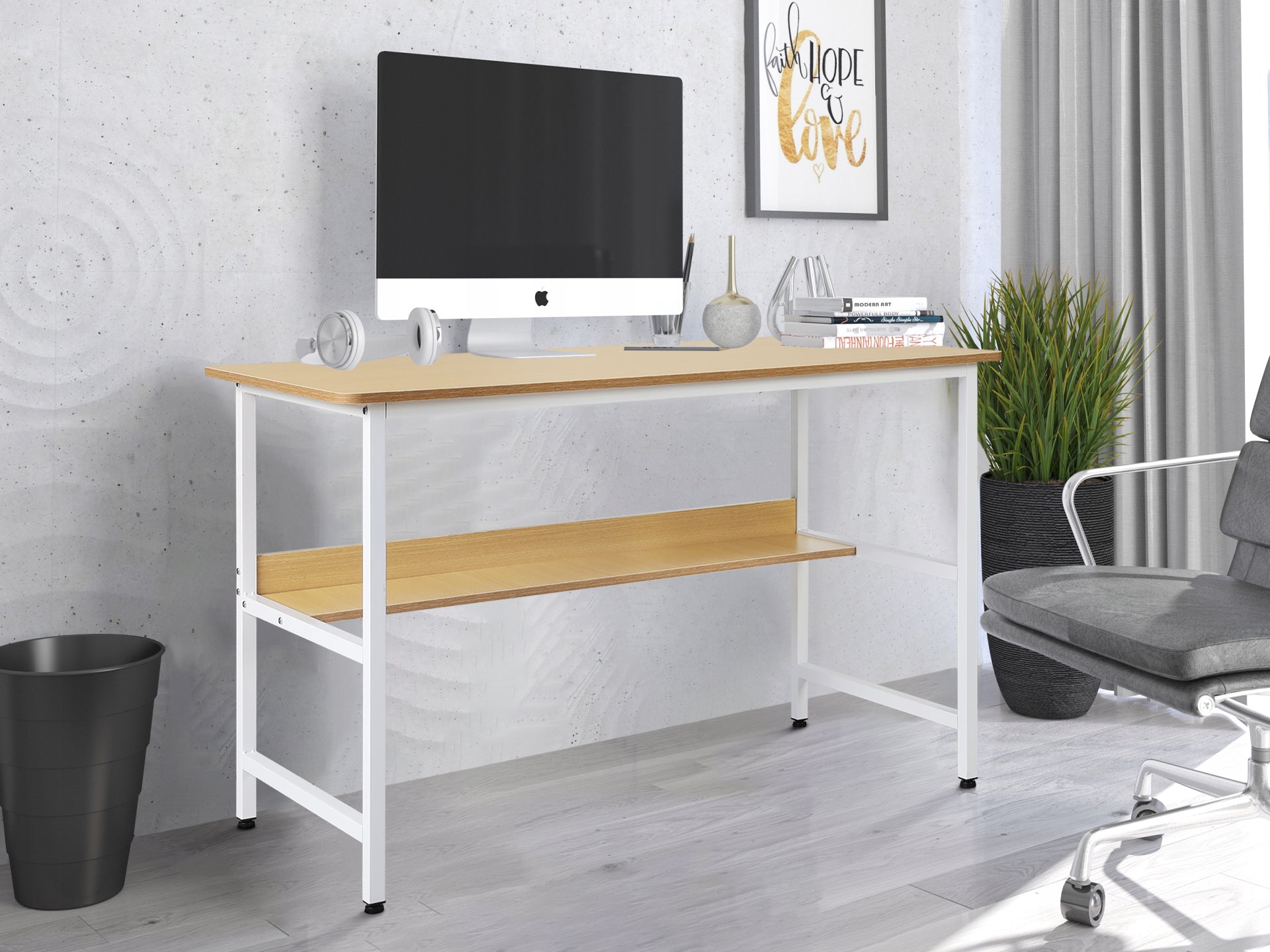 Carter 120cm Computer Desk - Maple + White – LivingTopia