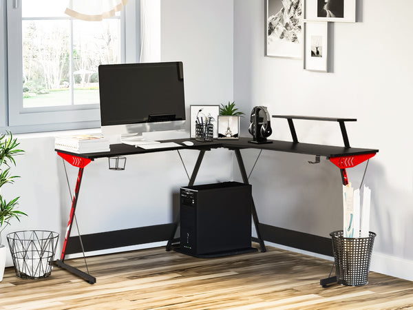 Hunter L-Shaped Gaming Desk - Black