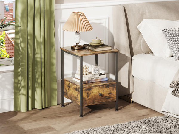 Atlas Side Table with Drawer - Rustic Brown