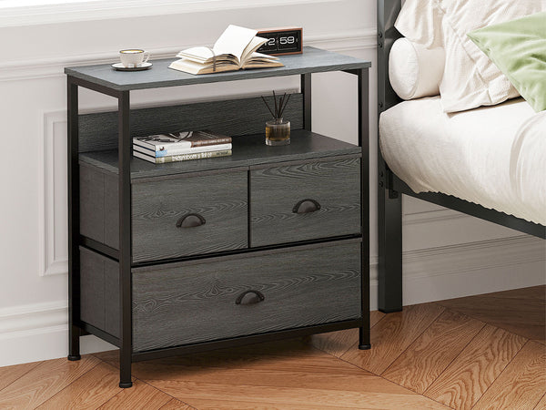 Whitby 2 Tier Storage Shelf with Drawers - Charcoal