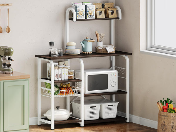 Ward Kitchen Storage Shelf Microwave Stand - Black Walnut