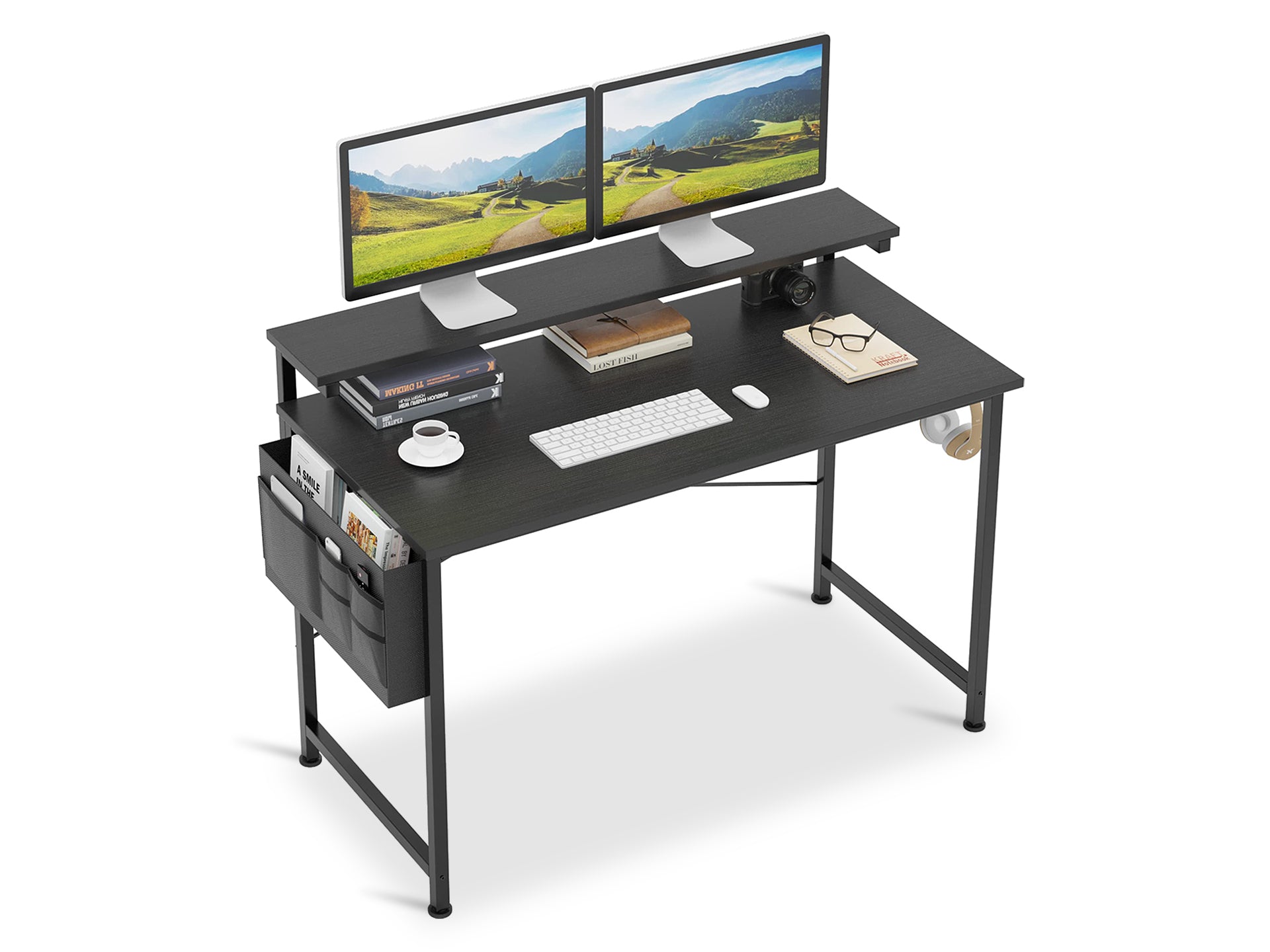 Jacob 100cm Computer Desk with Adjustable Monitor Stand - Black ...