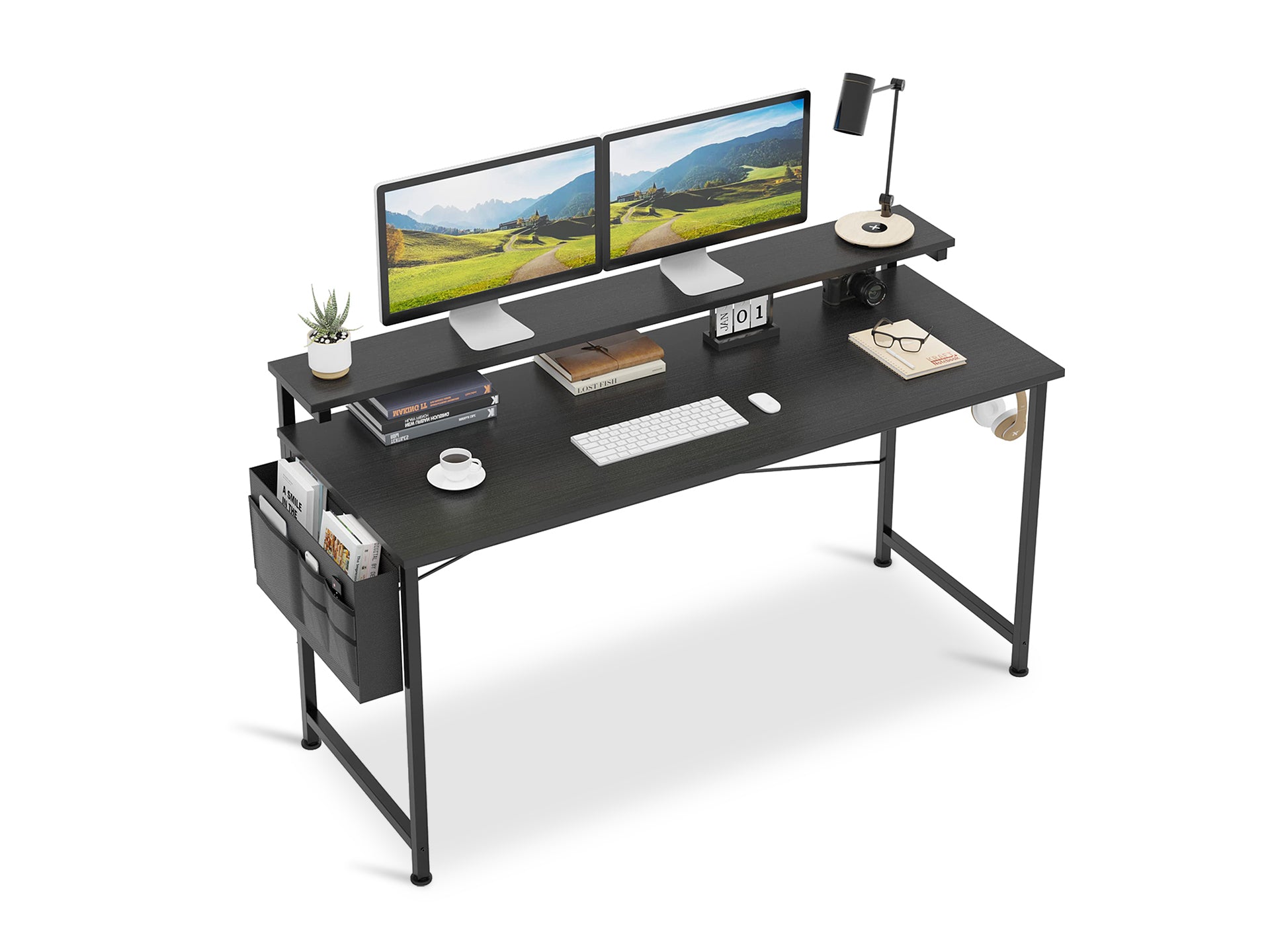 Jacob 140cm Computer Desk with Adjustable Monitor Stand - Black ...