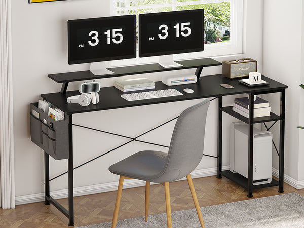 Logan 160cm Computer Desk with Storage Bag - Black