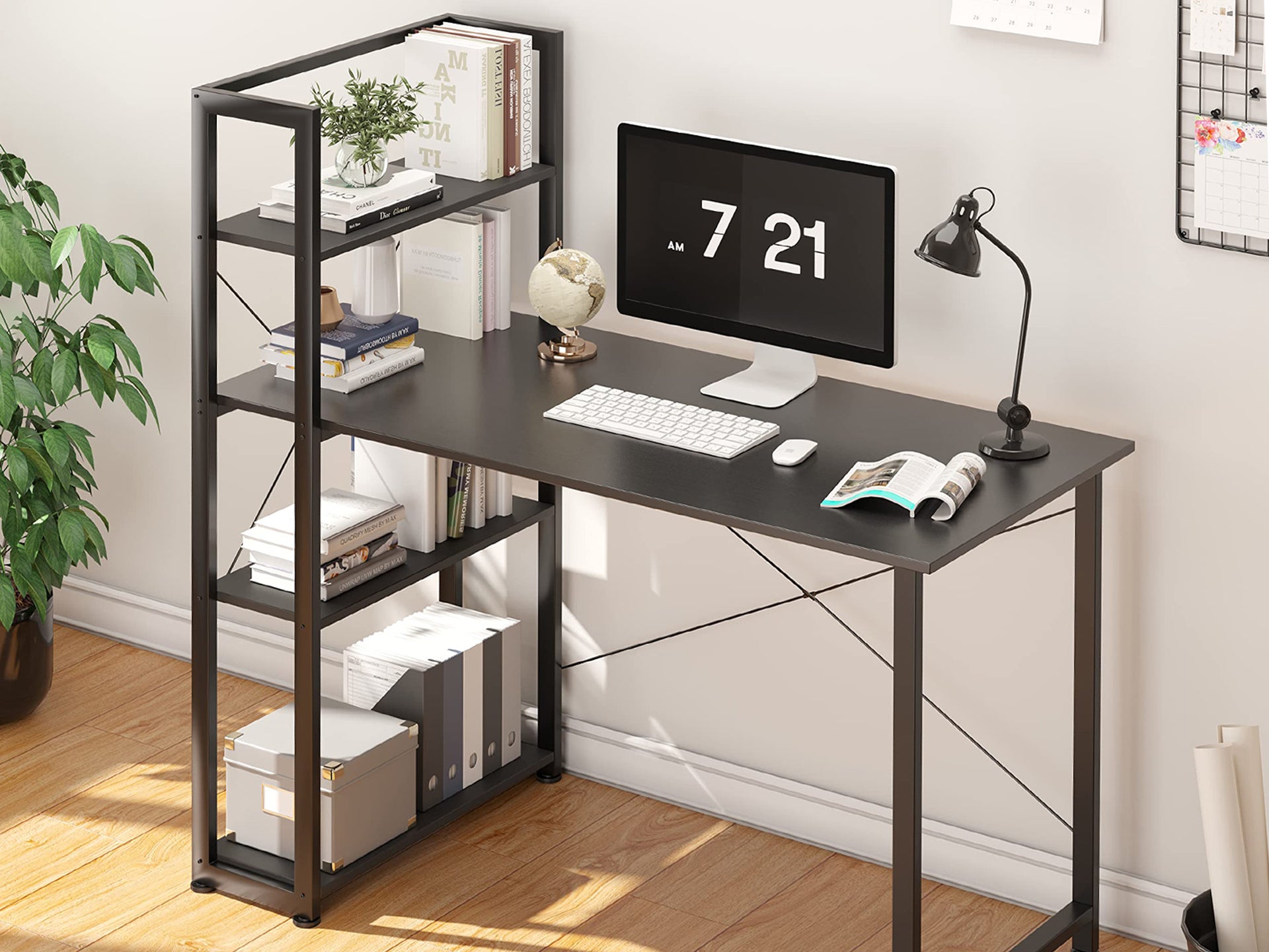 Kevin 120cm Computer Desk with Bookshelf - Black – LivingTopia