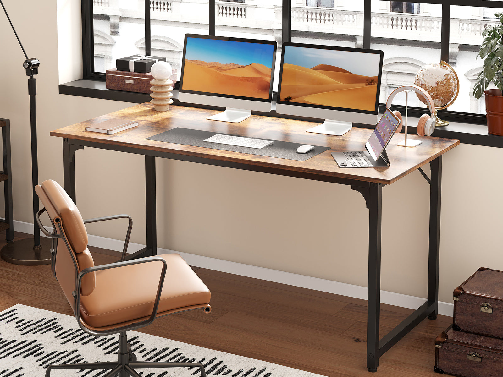 Patrick 140cm Computer Desk - Rustic Brown