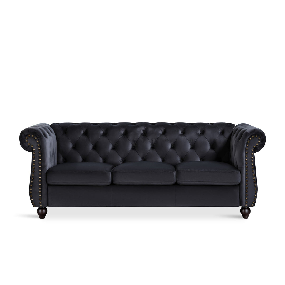 Emily Velvet 3 Seater Sofa – Black