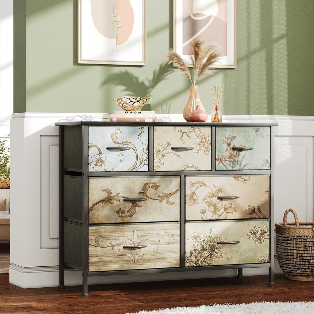 Madilyn 7 Drawers Lowboy - Black + Mix (0.049m3 - 12.5kg)